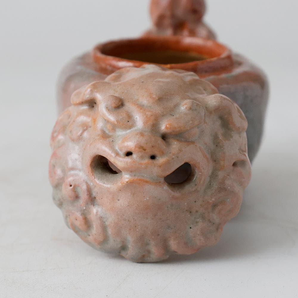 希少 古府焼 獅子香炉 北村光月 大正3年 箱書あり 越中富山 郷土玩具 時代物