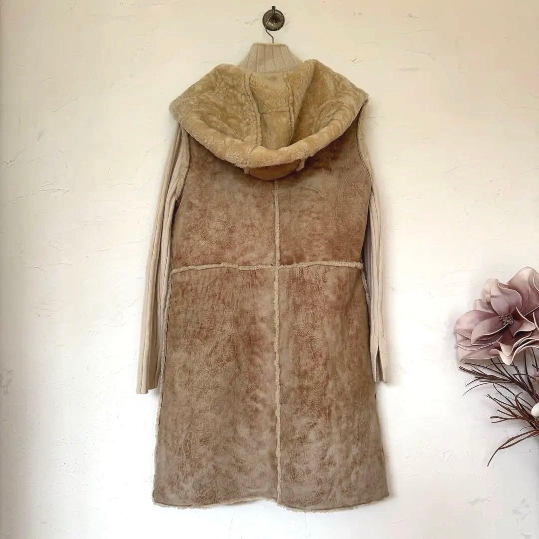 イタリア製羊革シープスキンムートン　ロングジレベスト