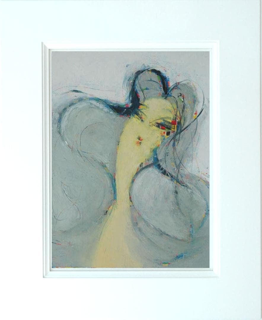 油絵 菅家令子 絵 絵画インテリア額付(青緑＋金色の枠) F6-081212女性