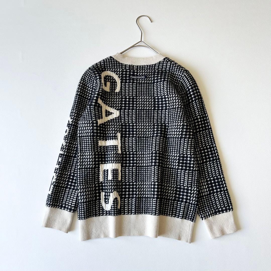 3003A美品 パーリーゲイツ カシミヤ100%千鳥格子ニット 近年