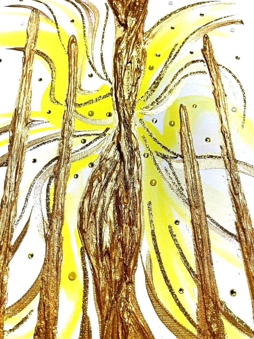 開運絵画　龍柱　白龍様の目　光の柱　天と地のエネルギー　龍神様　白龍　金箔