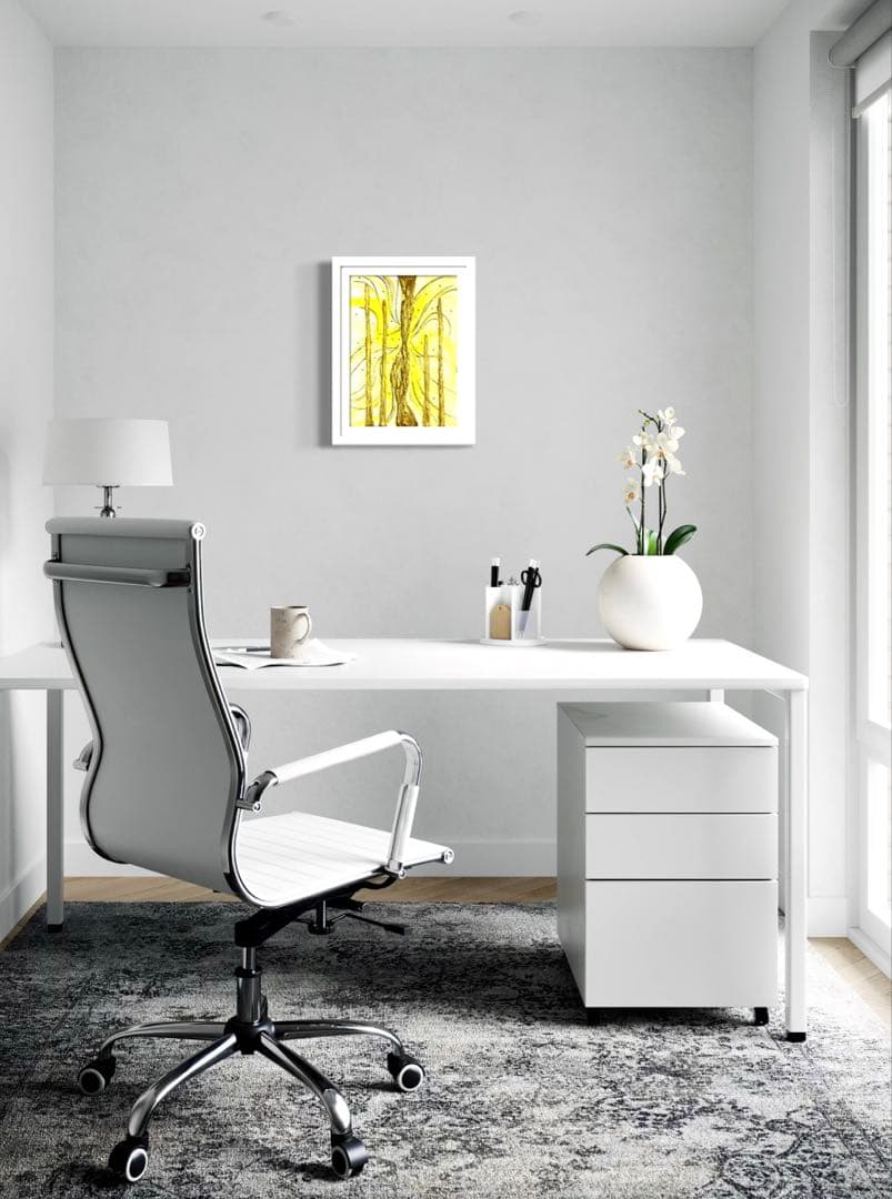 開運絵画　龍柱　白龍様の目　光の柱　天と地のエネルギー　龍神様　白龍　金箔