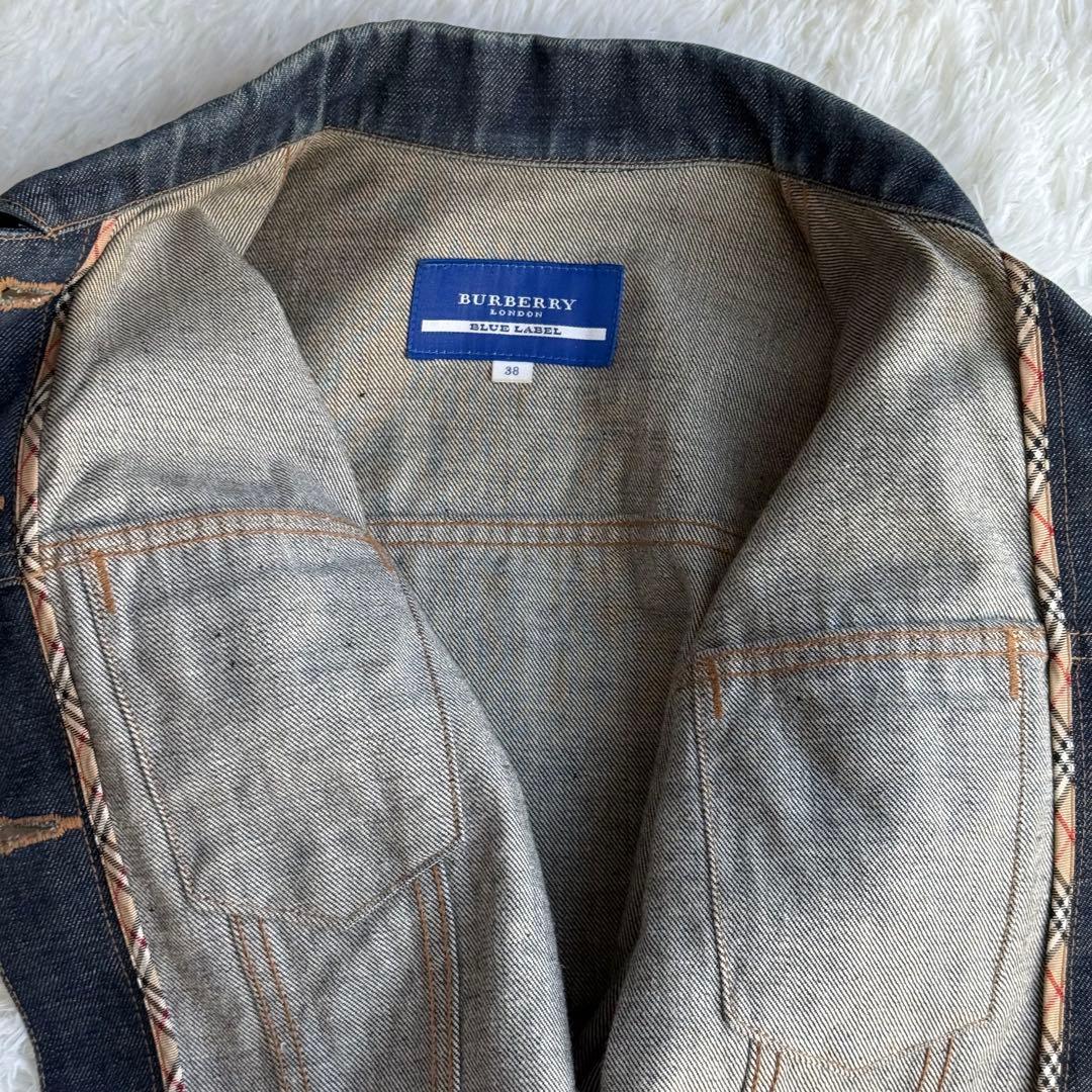 バーバリーブルーレーベル　デニムジャケット　ノバチェック　38 Mサイズ
