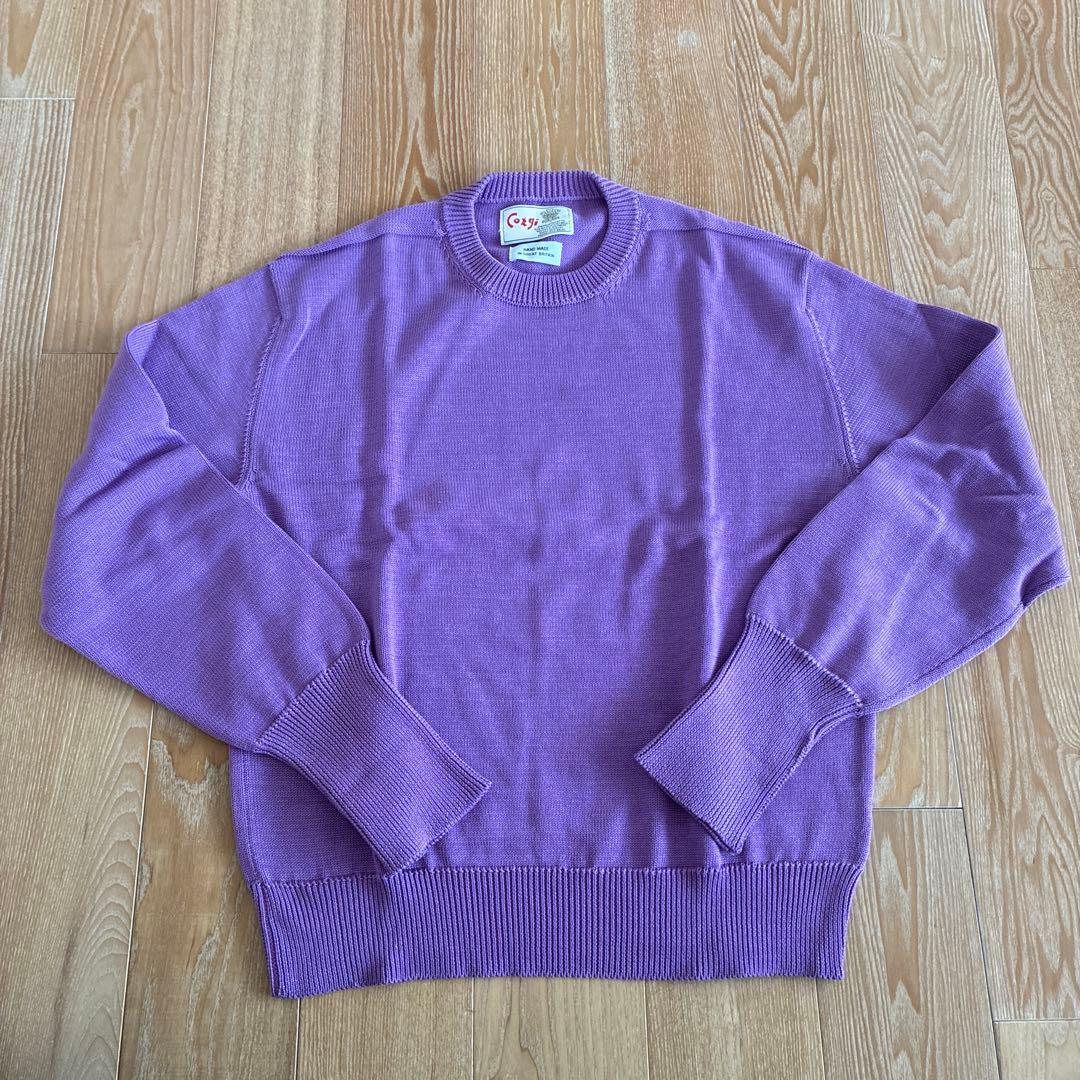 Corgi ハンドメイド 紫コットンニットセーター