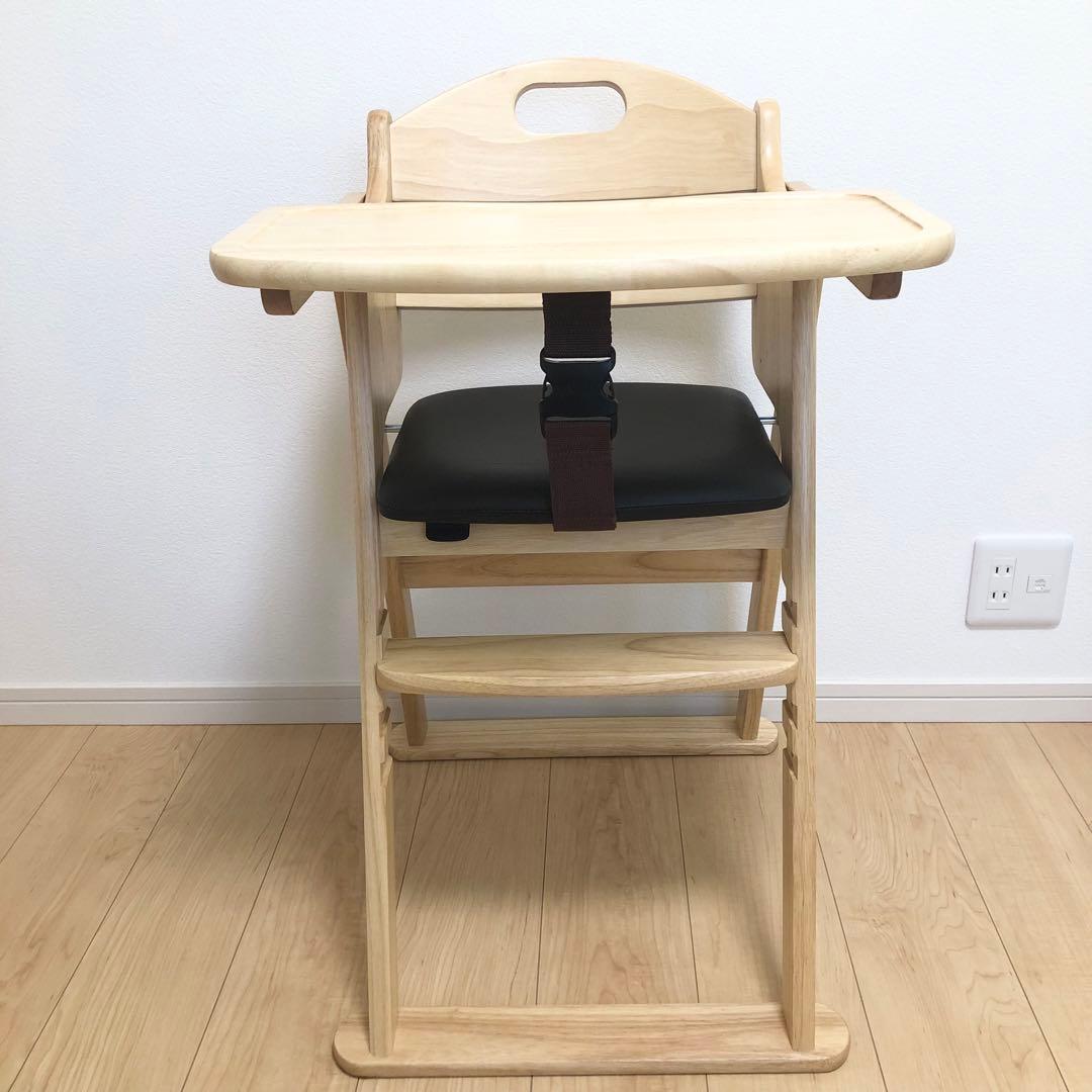 KATOJI 22408 ハイチェア　テーブル　座面革張りクッション　折り畳み式
