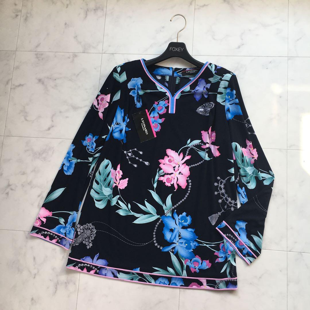 新品未使用　LEONARD レオナール　カンカン　ストレッチ　チュニック　タグ付