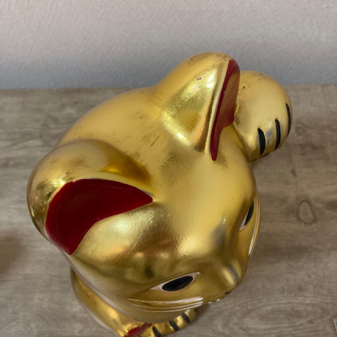 古い招き猫　招福置物　貯金箱　千万両〈検 常滑焼　海外向けデザイン　ビンテージ