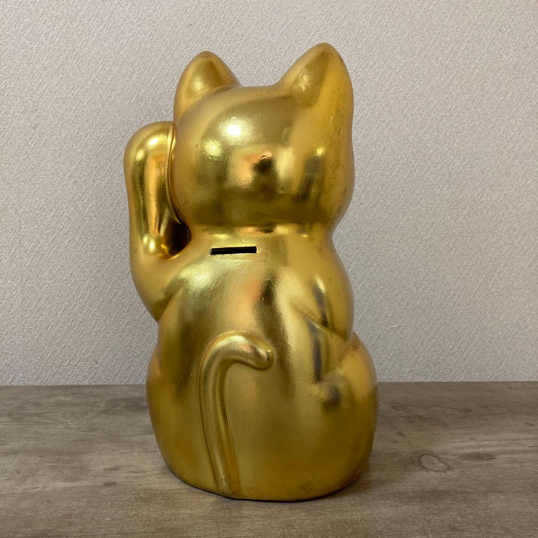 古い招き猫　招福置物　貯金箱　千万両〈検 常滑焼　海外向けデザイン　ビンテージ