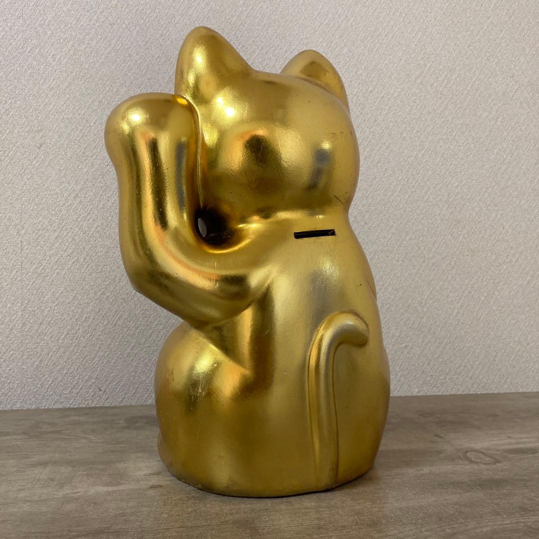 古い招き猫　招福置物　貯金箱　千万両〈検 常滑焼　海外向けデザイン　ビンテージ