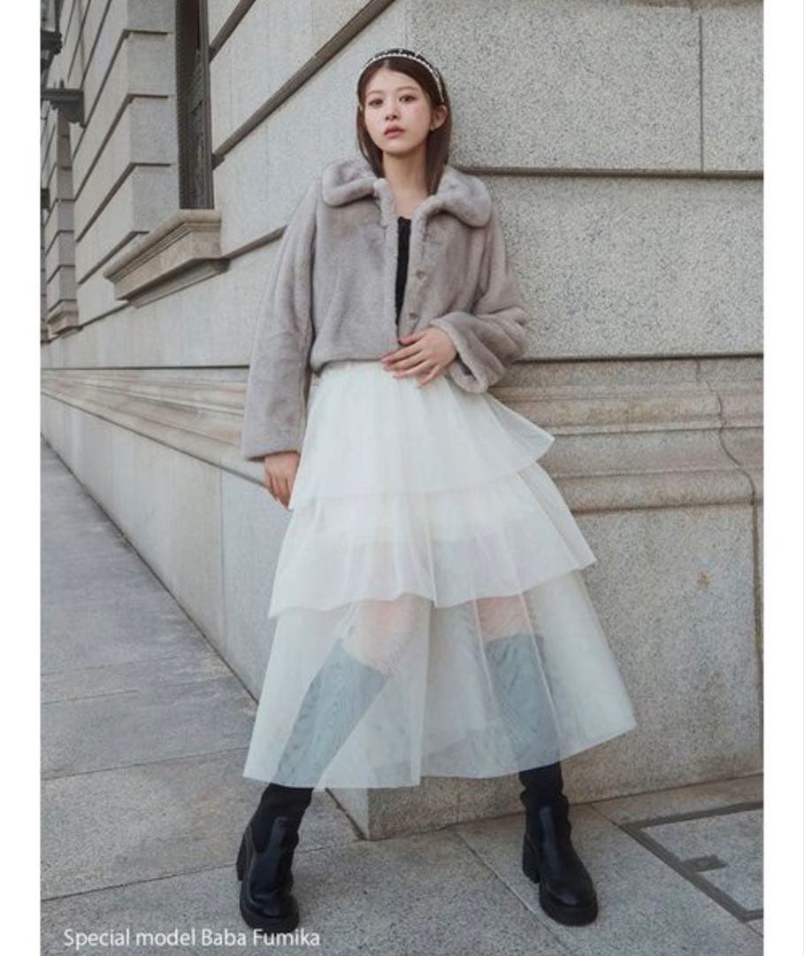 snidel ステンカラーショートファーコートジャケット ベージュ 0 サイズ