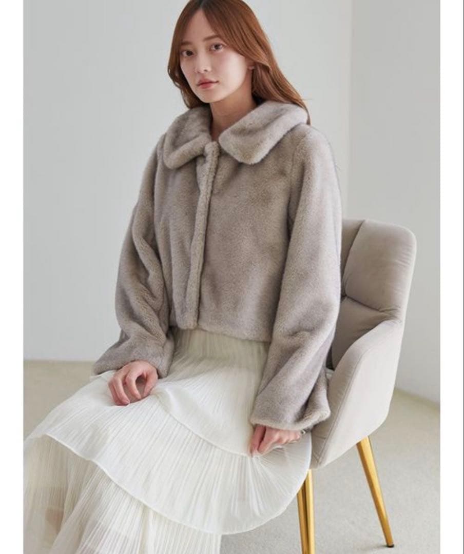 snidel ステンカラーショートファーコートジャケット ベージュ 0 サイズ