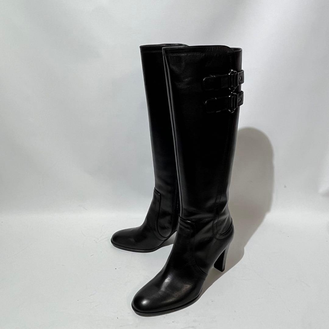 新品　DIANA ダイアナ ロングブーツ サイドジップ ブラック　ダブルベルト