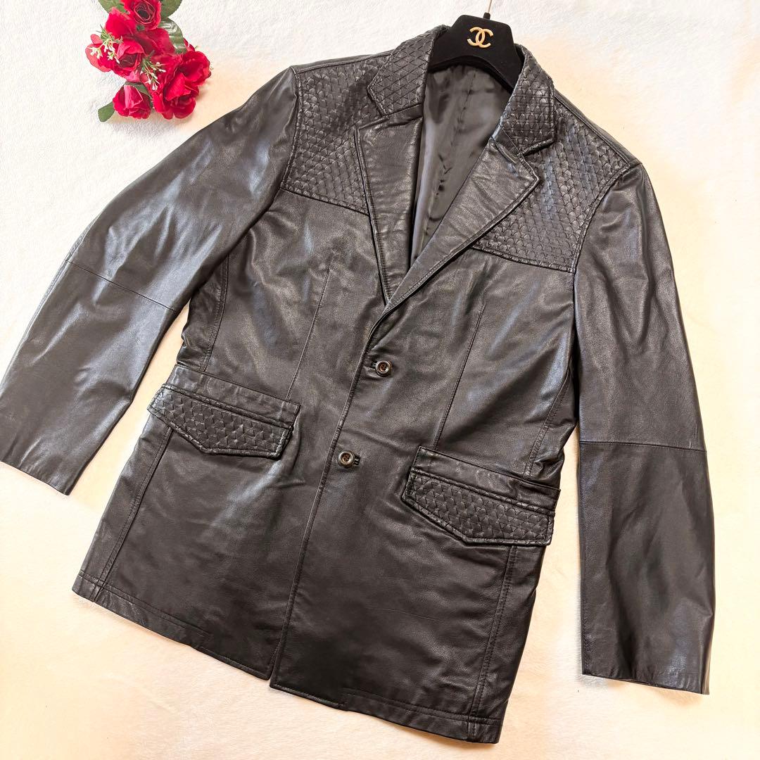 santafe レザー テーラードジャケット イントレチャート size 50