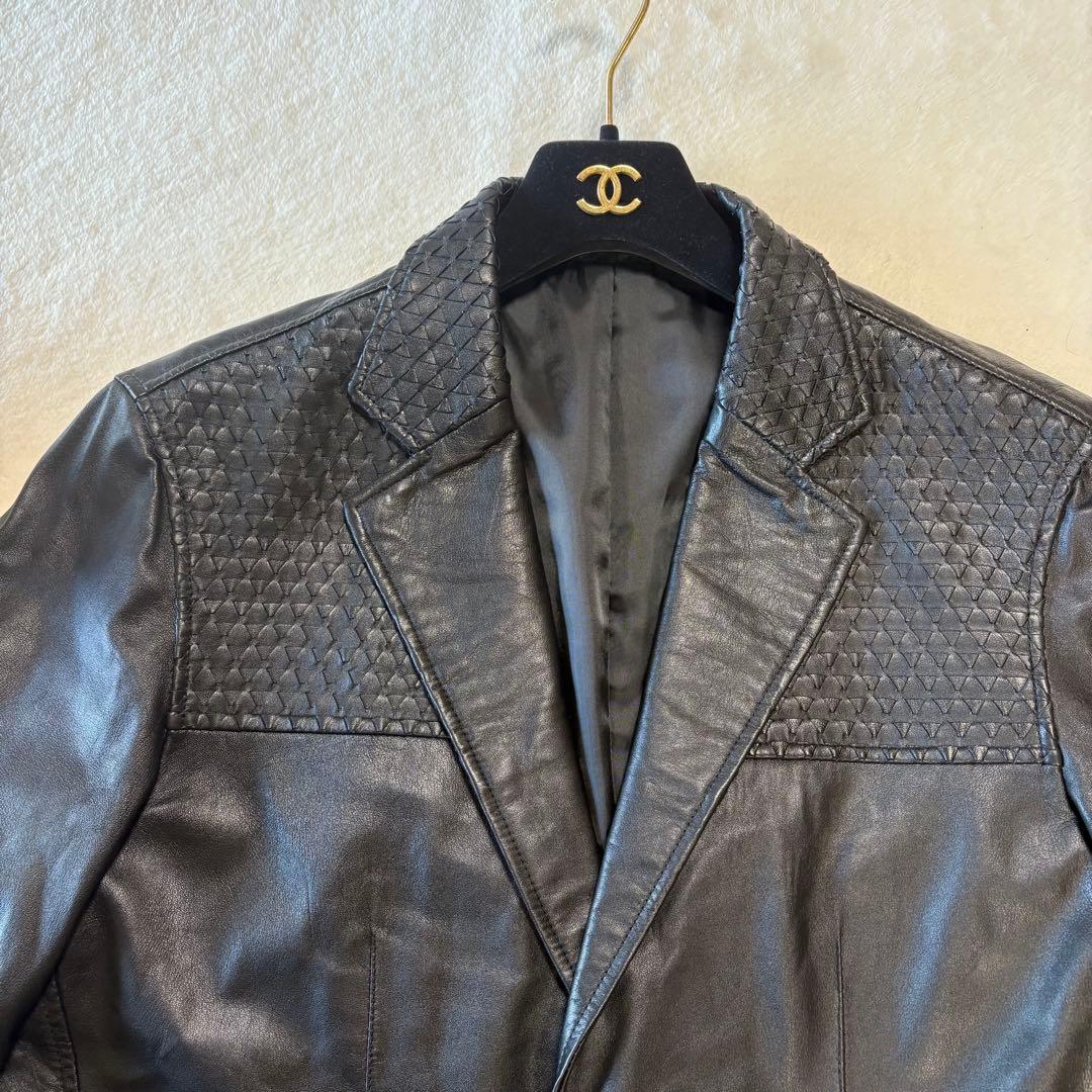 santafe レザー テーラードジャケット イントレチャート size 50