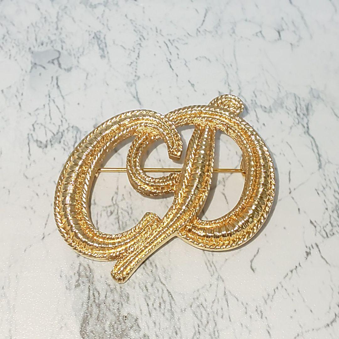 【極美品】Christian Dior アイコンロゴ CDロゴブローチ ゴールド