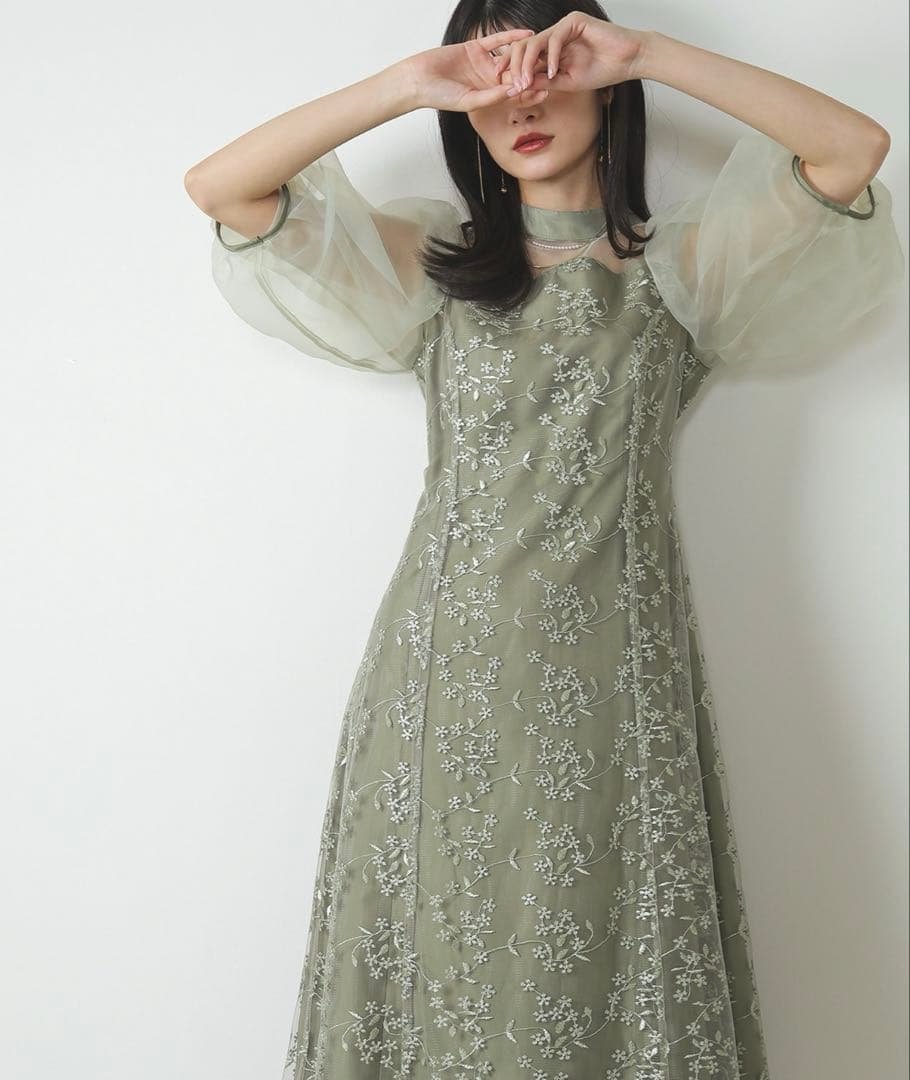 kana シアー素材 ワンピース パーティードレス 結婚式 お呼ばれドレス