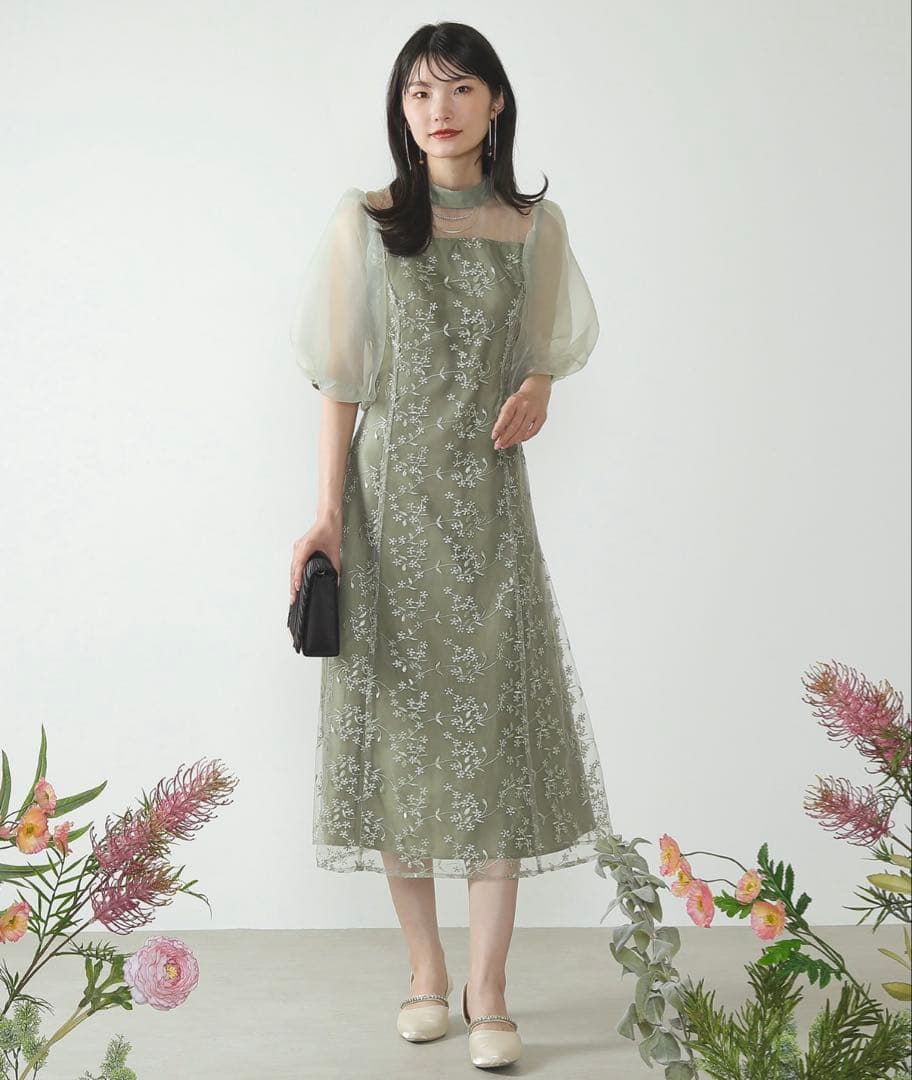 kana シアー素材 ワンピース パーティードレス 結婚式 お呼ばれドレス