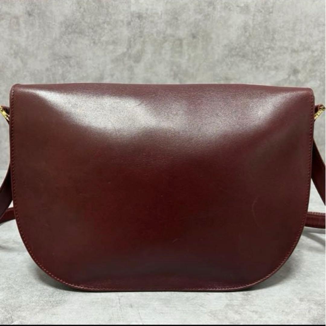 Cartier カルティエ　バーガンディ レザー ショルダーバッグ