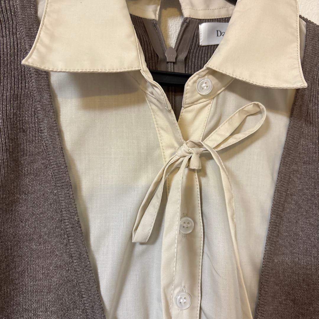 新品未使用　シャツドッキングプリーツミニワンピース　GRY