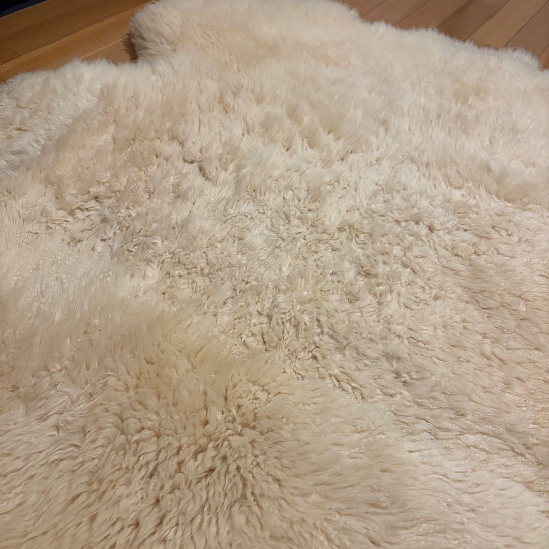 毛足長タイプ ホワイト ニチロムートンラグ(150×110）