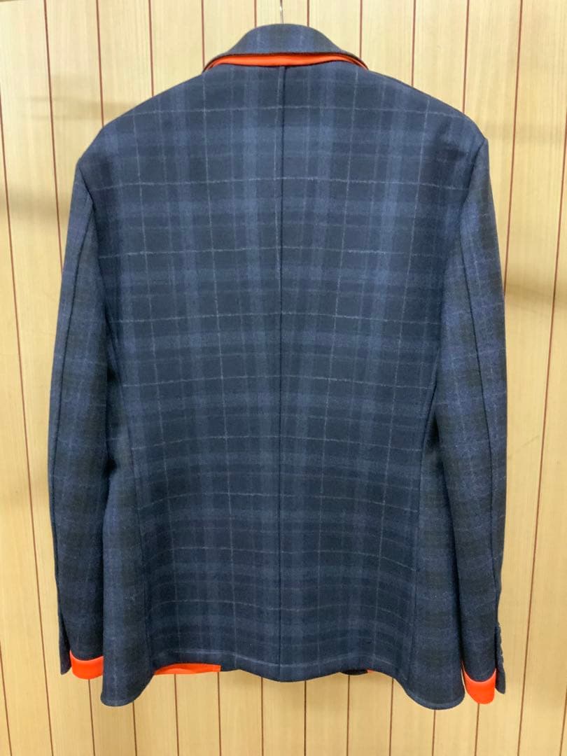 エルメス　ネイビー チェック柄 テーラードジャケット