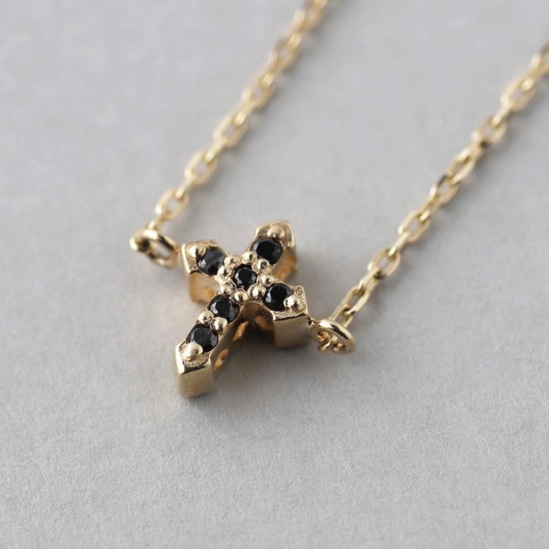 【SIENA ROSE】BKダイヤクロスステーション　ネックレス K10