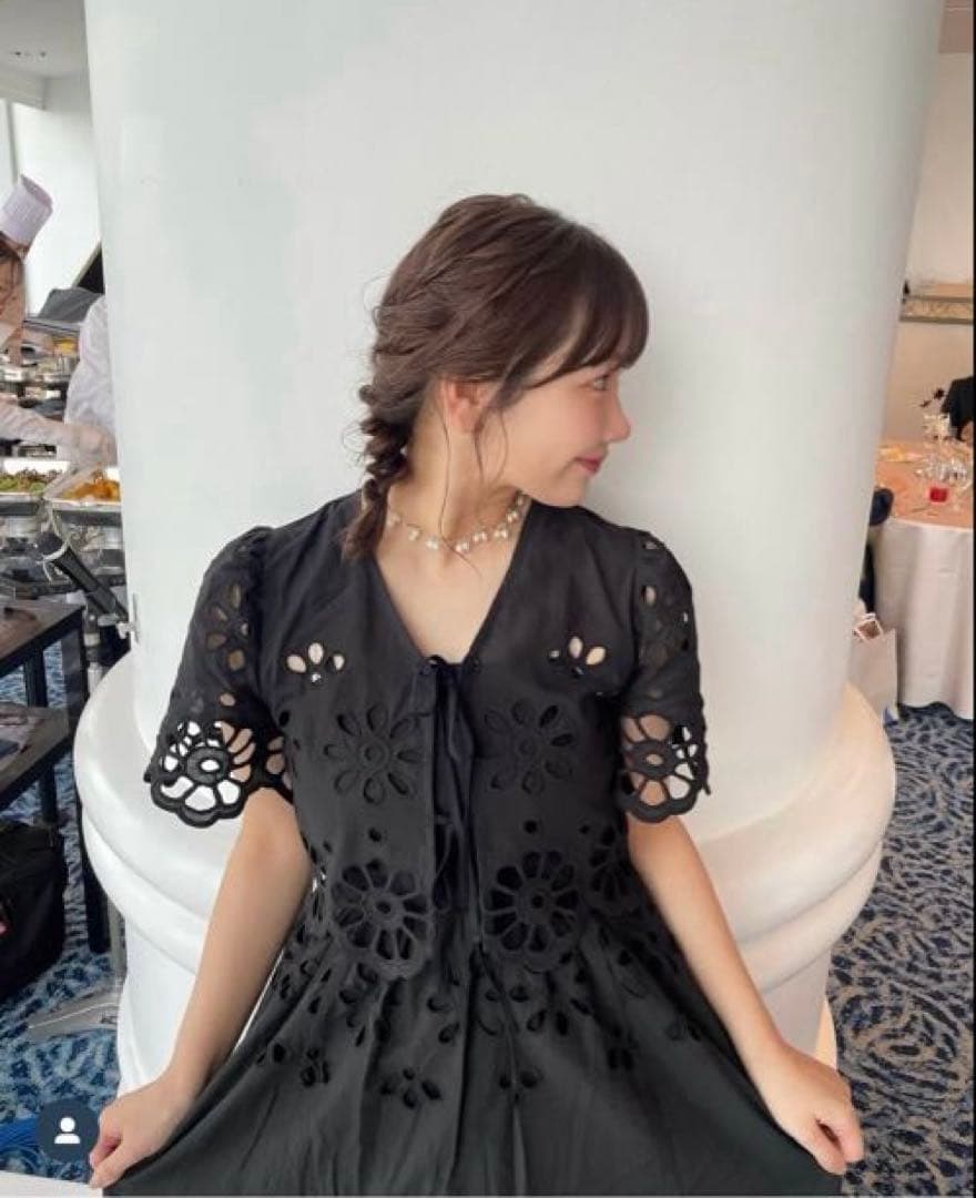 ollun フラワーレースキャミセットドレス