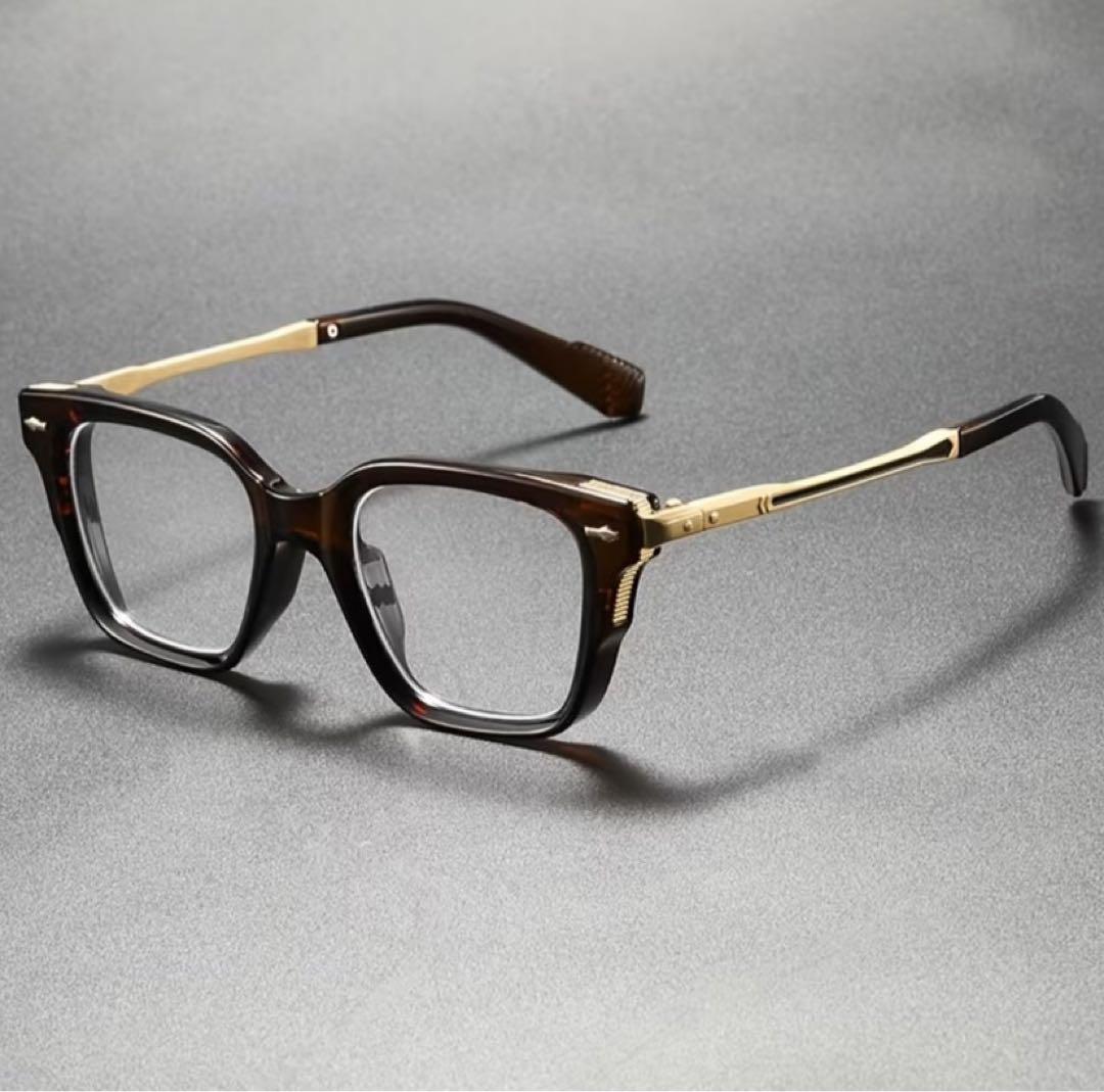 ファッション　メガネ　度なし　スクエアフレーム 未来　カジュアル　イケメン