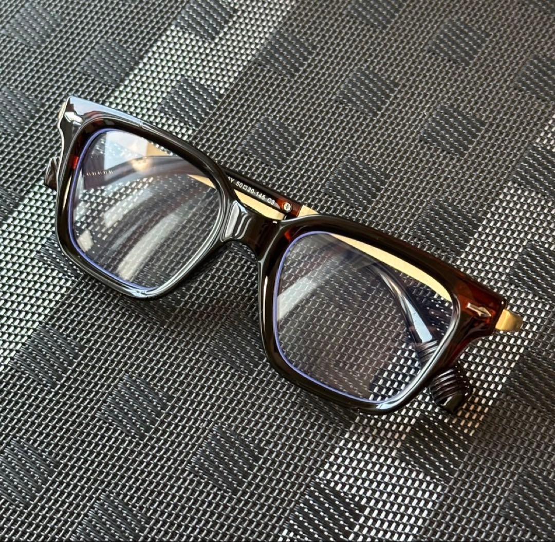 ファッション　メガネ　度なし　スクエアフレーム 未来　カジュアル　イケメン