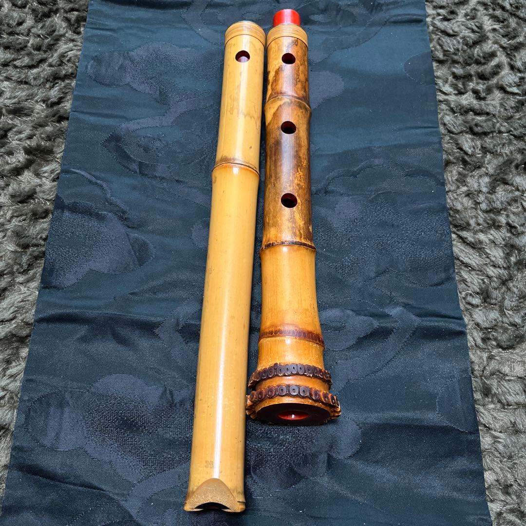 尺八 都山流 在銘 中継ぎ緩み無し 籐巻き 銀一線 長尺管 【音出し確認済み】