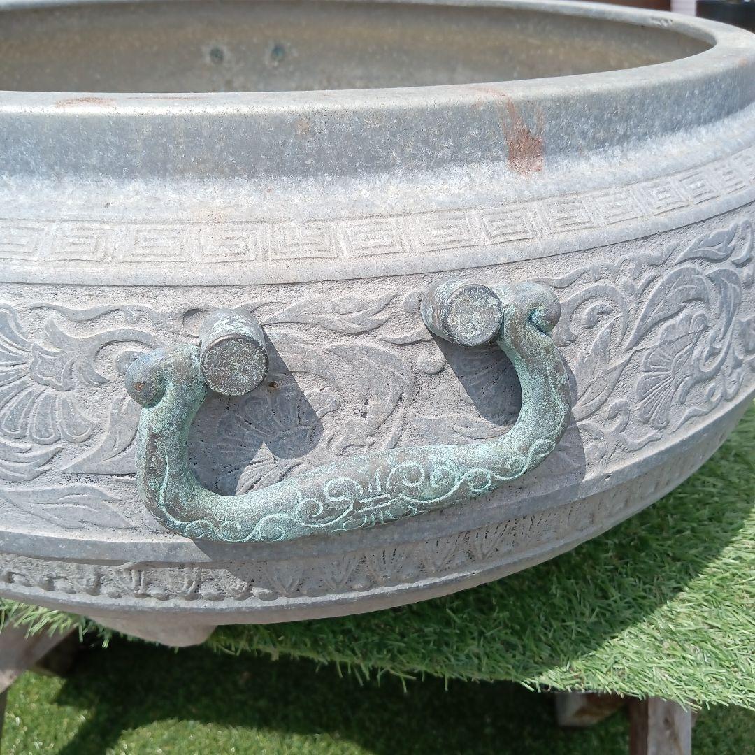 •青銅製火鉢••プランター　ビンテージ•ジャンクガーデン　レトロ火鉢　大きめ