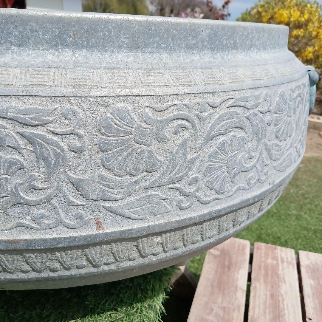 •青銅製火鉢••プランター　ビンテージ•ジャンクガーデン　レトロ火鉢　大きめ