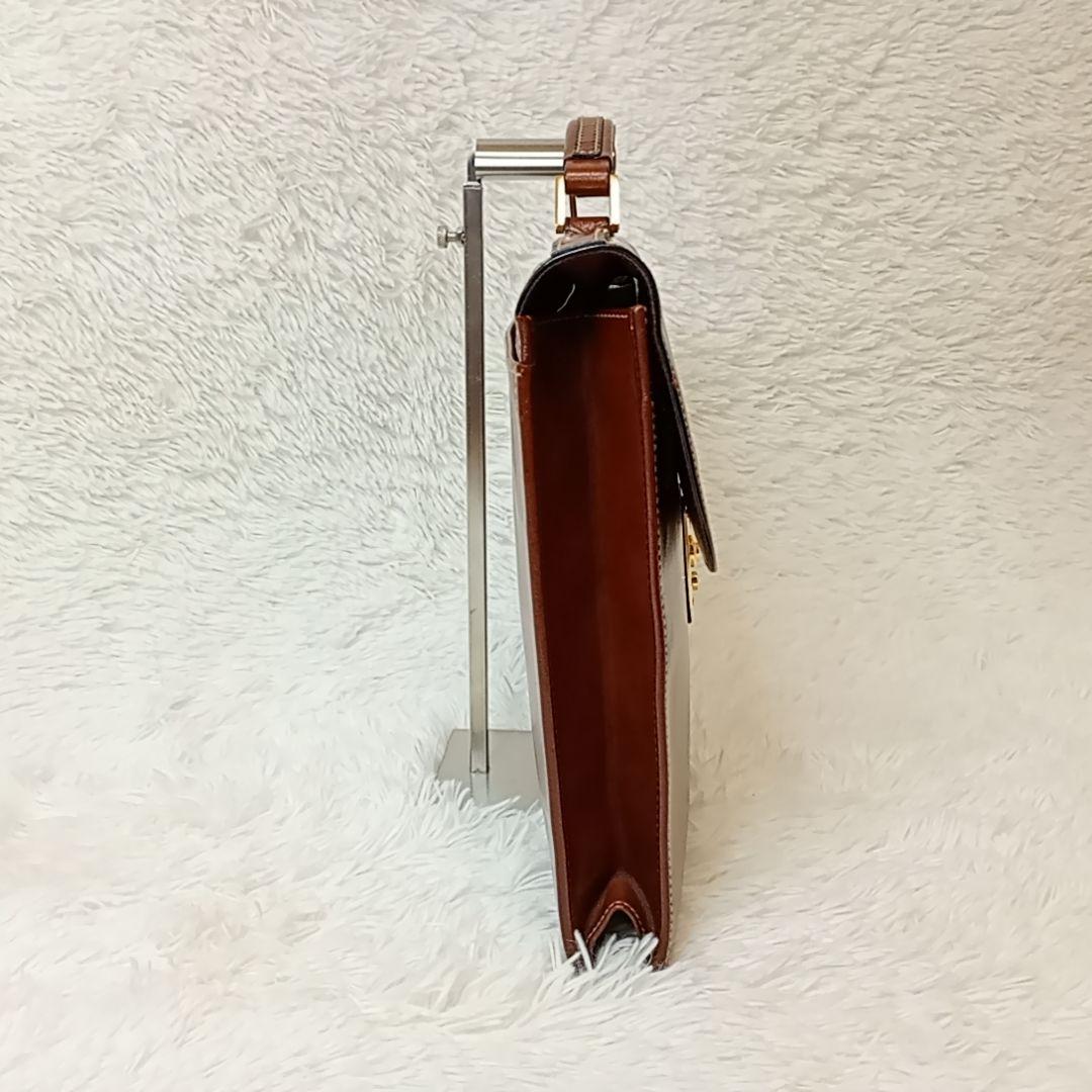 【美品】ゴールドファイル ブリーフケース オールレザー ブラウン ビジネスバッグ