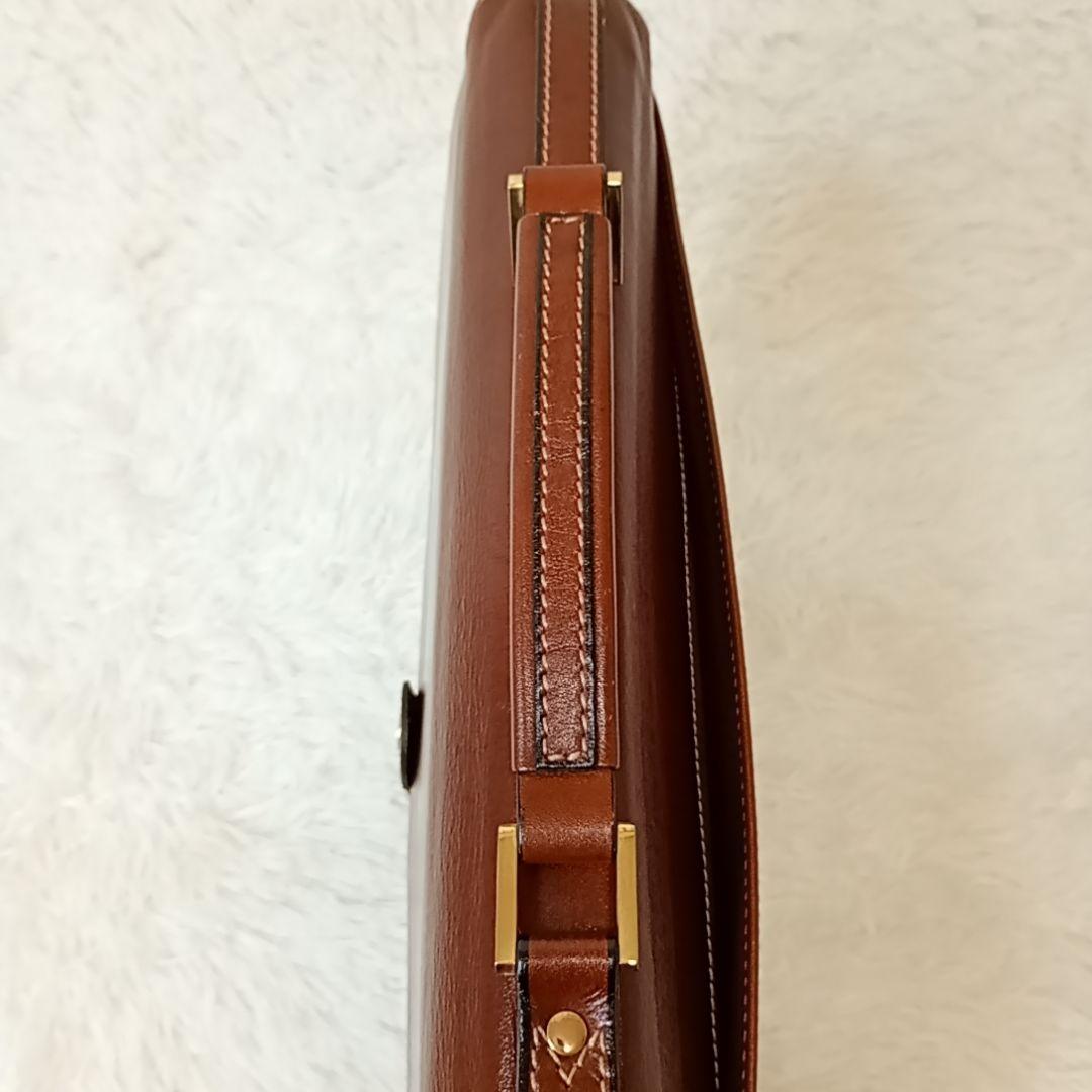 【美品】ゴールドファイル ブリーフケース オールレザー ブラウン ビジネスバッグ