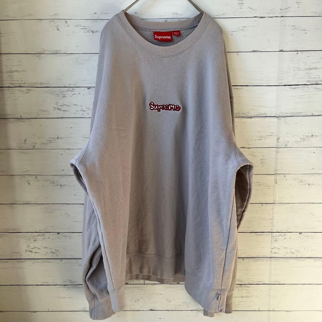 【XXL相当】シュプリームスウェット【グレー】ワンポイントロゴ⭐︎トレーナー