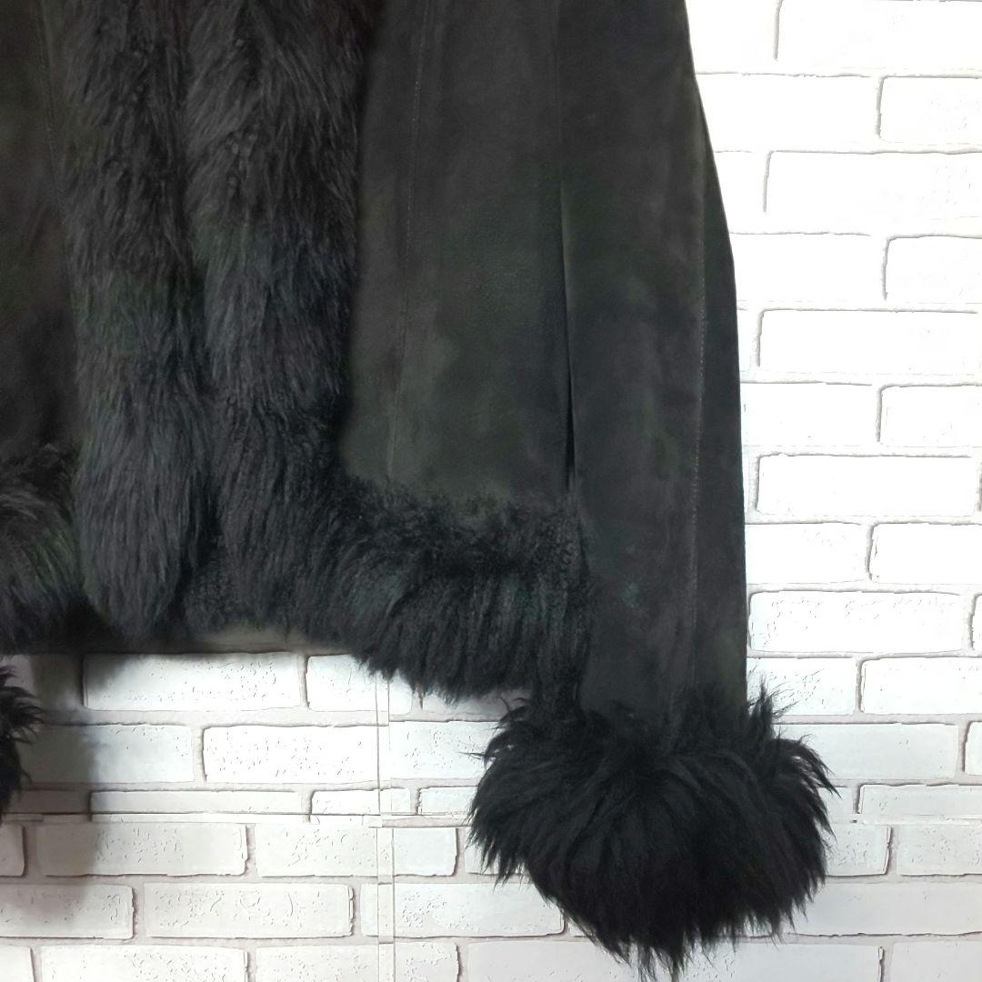 【リアルムートン】レザーコート ムートンジャケット ピッグレザー 短丈 y2k