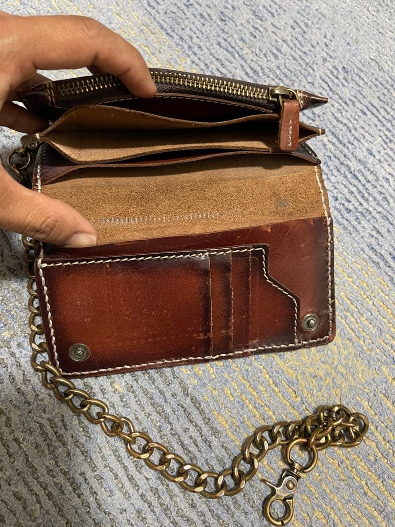 トラッカーウォレットチェーン、キーリング付き。 長財布バイカーウォレット。