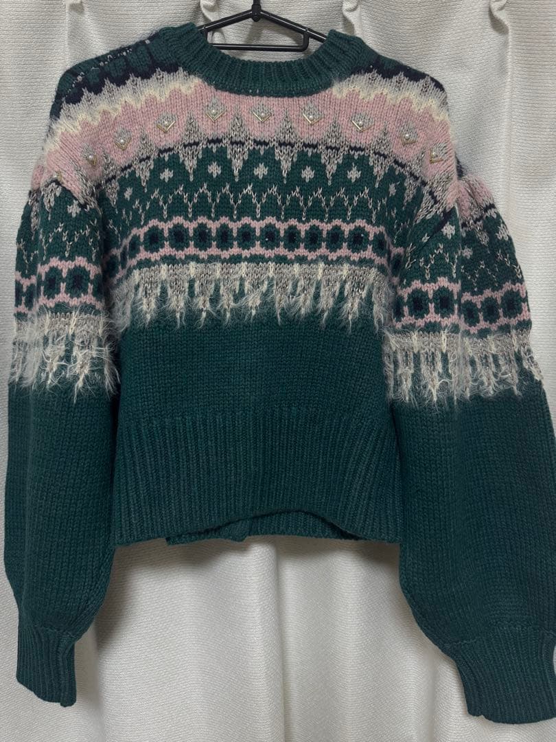 AMERI VINTAGE ノルディック柄カーディガン