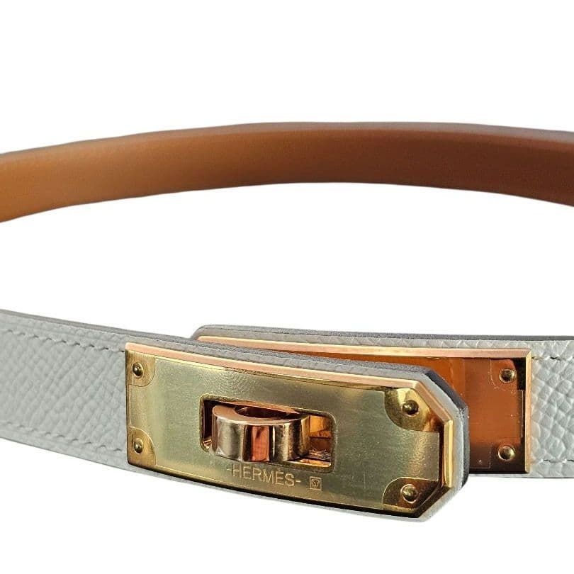HERMES ケリーベルト　ホワイトレザーベルト ピンクゴールド金具