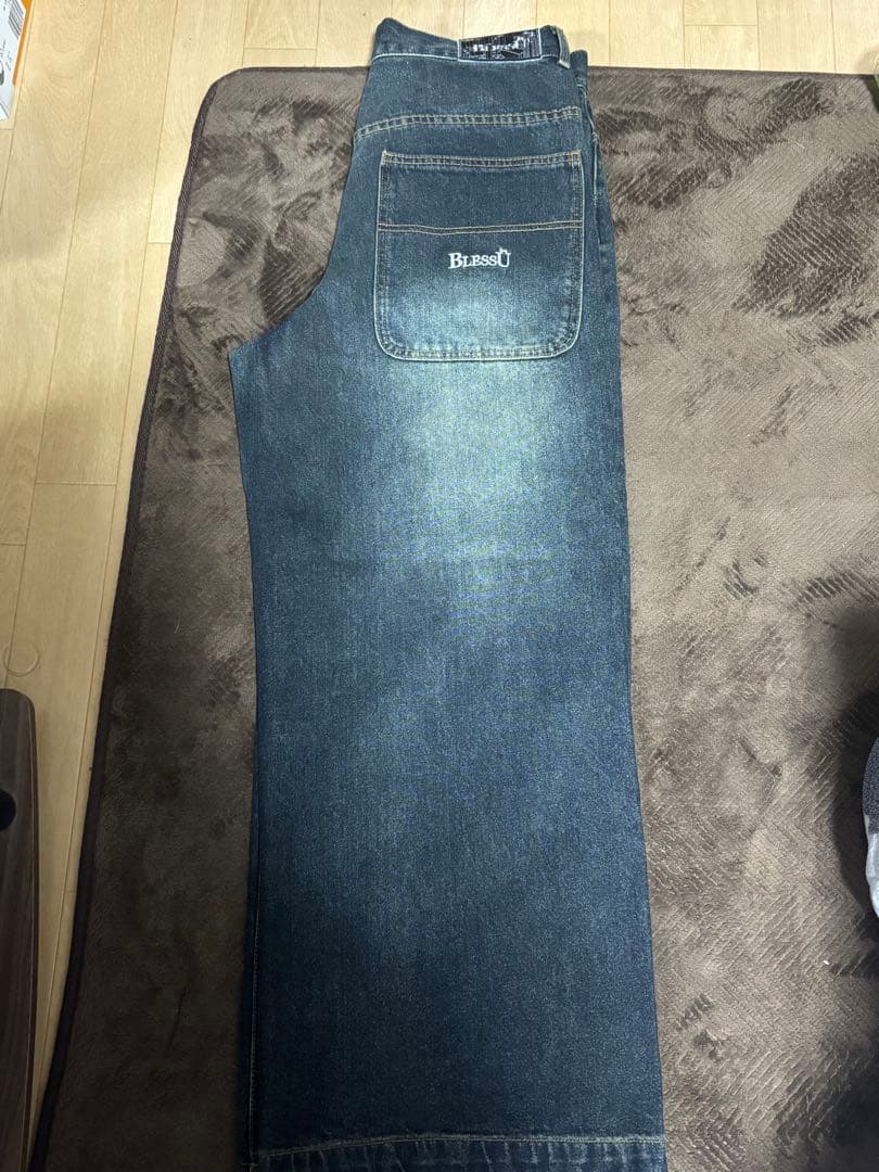 BLESSU バギーデニム カーキ　ダークブルー　Mサイズ