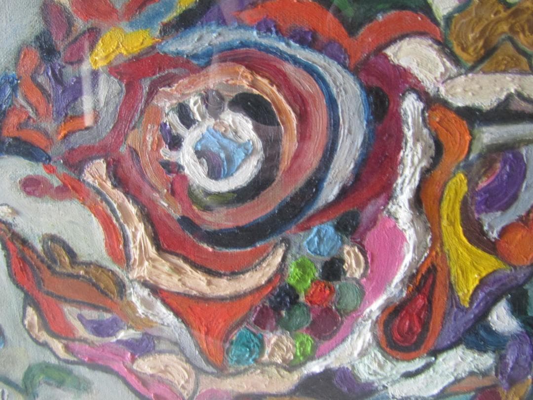 絵画　油絵　ルームインテリア　色とりどりの魚の絵画