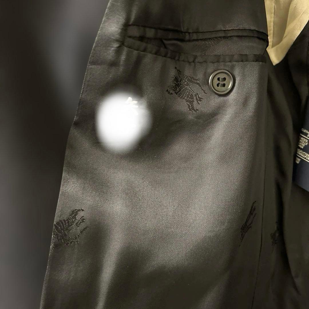 90s Burberryテーラードジャケット　エンブレム刺繍　金ボタン　紺ブレ