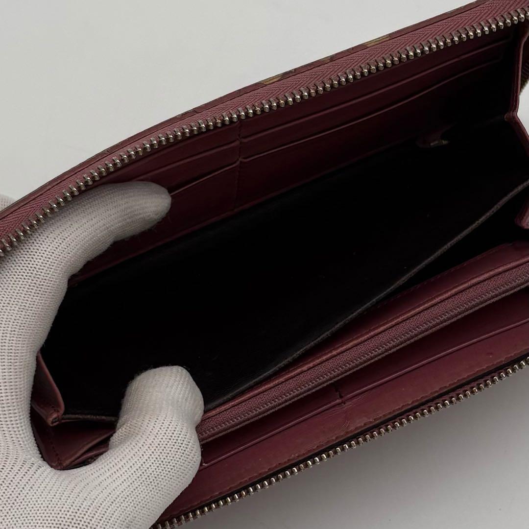 【美品】GUCCI レザー×PVC 長財布 GG総柄 インターロッキング ピンク