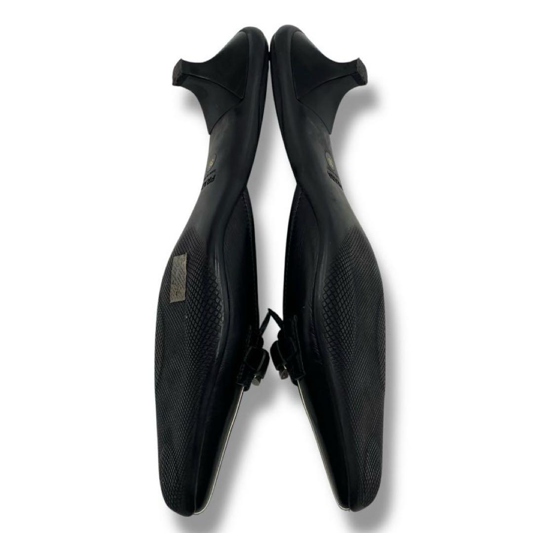 美品 PRADA ロゴ バックル レザー アーカイブ サンダル ミュール 36