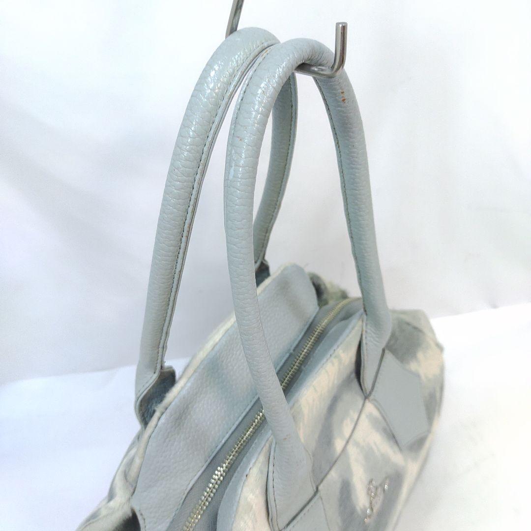ヴィヴィアン ヤスミン ハンドバッグ レザー×ハラコ 肩掛 水色・グレー系