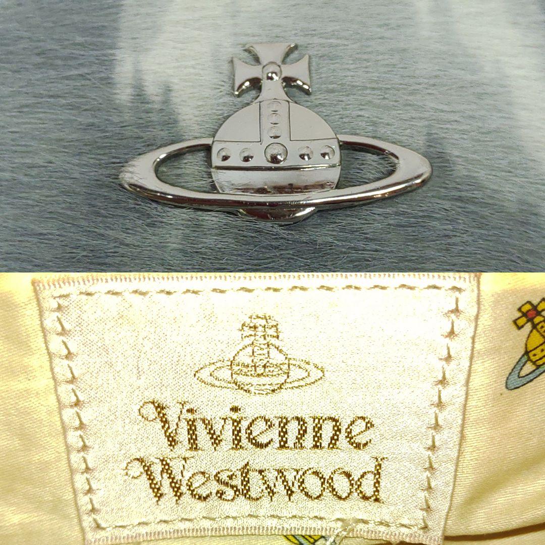 ヴィヴィアン ヤスミン ハンドバッグ レザー×ハラコ 肩掛 水色・グレー系