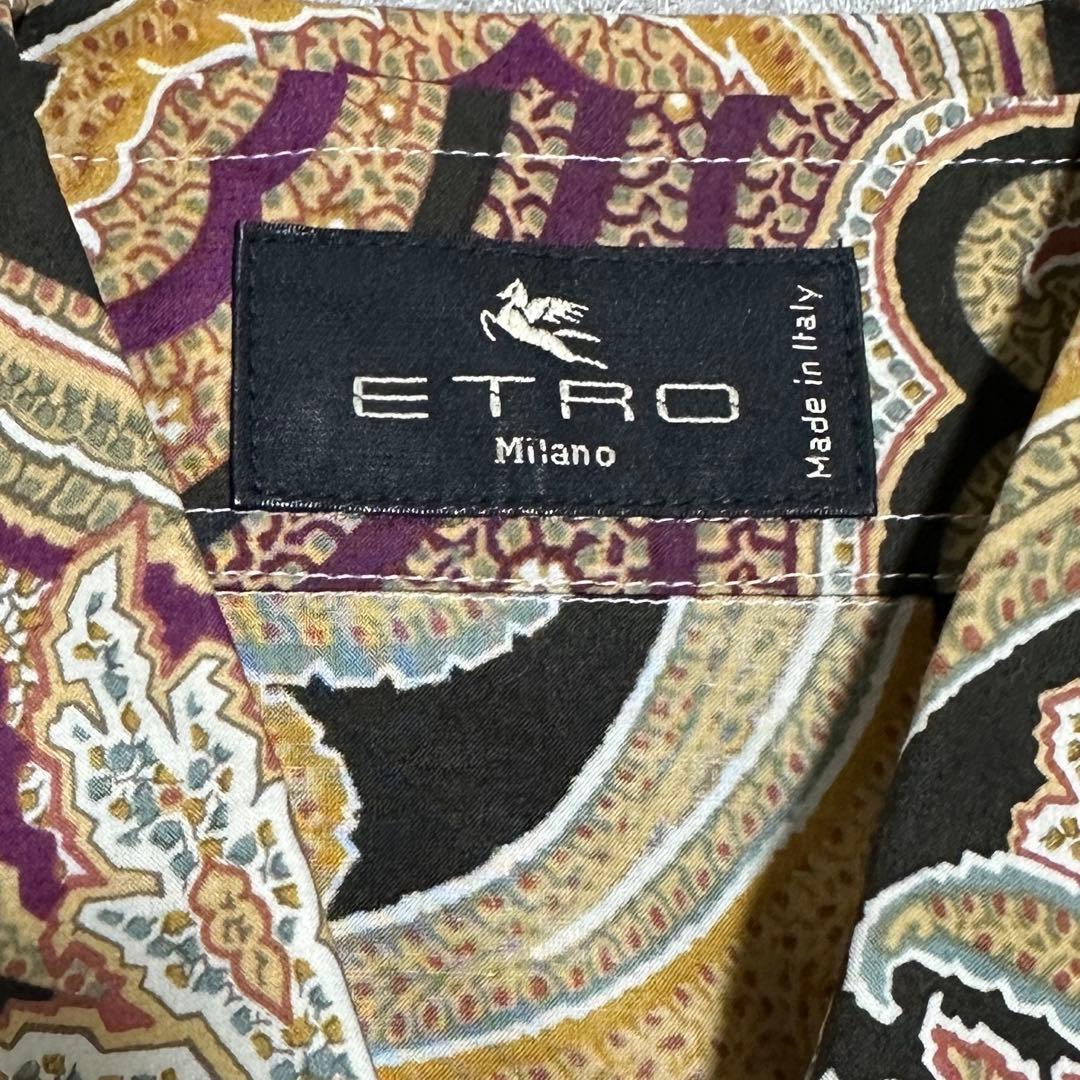 美品✨エトロ　ETRO ペイズリー総柄シャツ　長袖　ベージュ　パープル