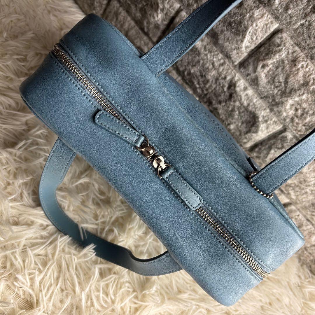 【超激レア 美品】オールドコーチ　ハンドバッグ　スクエアバッグ　レザー　ブルー系