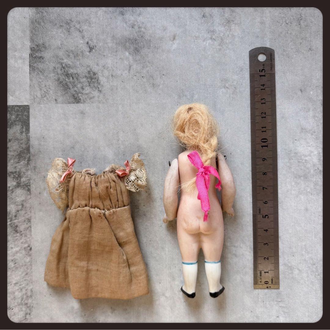 アンティーク 三つ編みの少女オールビスクドール ミニョネット