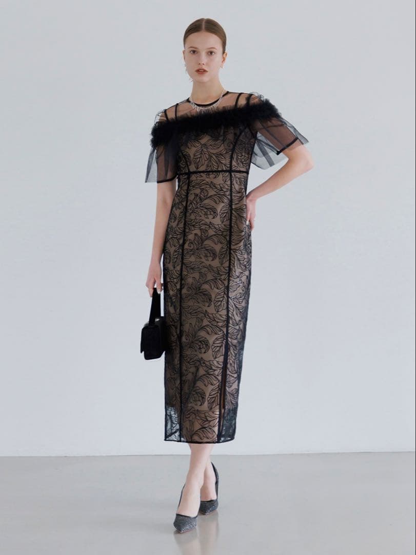 3WAYフラワーチュールアシンメトリーIラインワンピースドレス結婚式パーティー